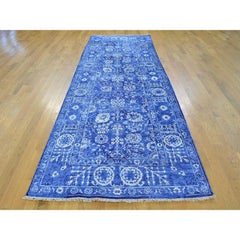 Hand Knotted Tone on Tone Tabriz Wool and Silk Wide Runner Rug