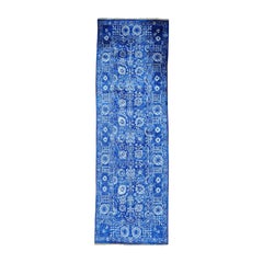 Hand Knotted Tone on Tone Tabriz Wool and Silk Wide Runner Rug
