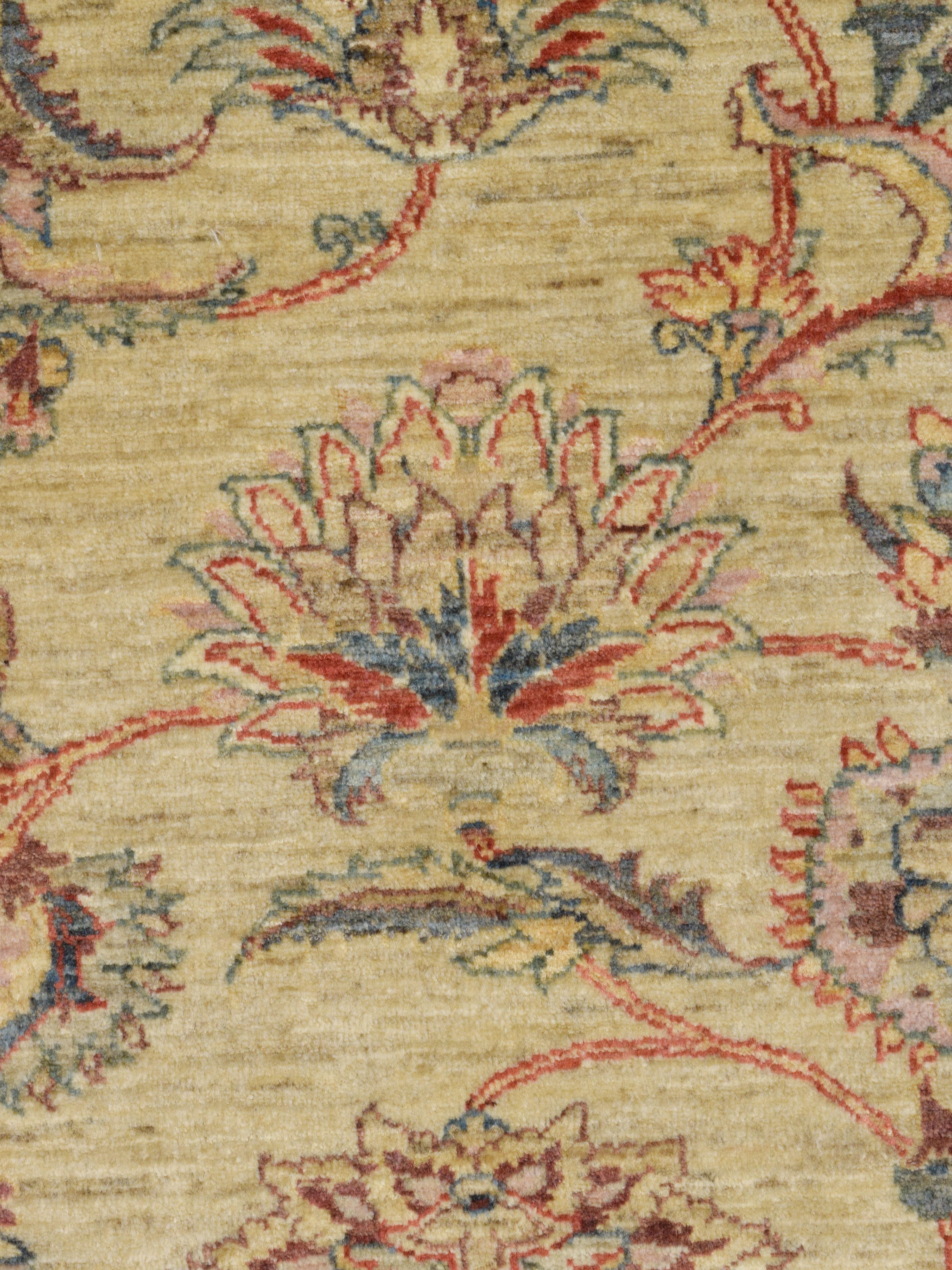 Handgeknüpfter traditioneller persischer Blumenteppich, organische pflanzengefärbte Wolle, 4x6 (Pflanzlich gefärbt) im Angebot