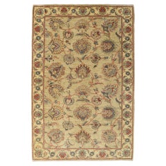 Hand-Knotted Traditional Persian Floral Rug, Organic Vegetable-Dyed Wool, 4x6