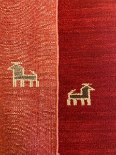 Hand-Knotted Tribal Animal Rug 2x3 Red, Brown, and Cream Wool Folk Art Carpet