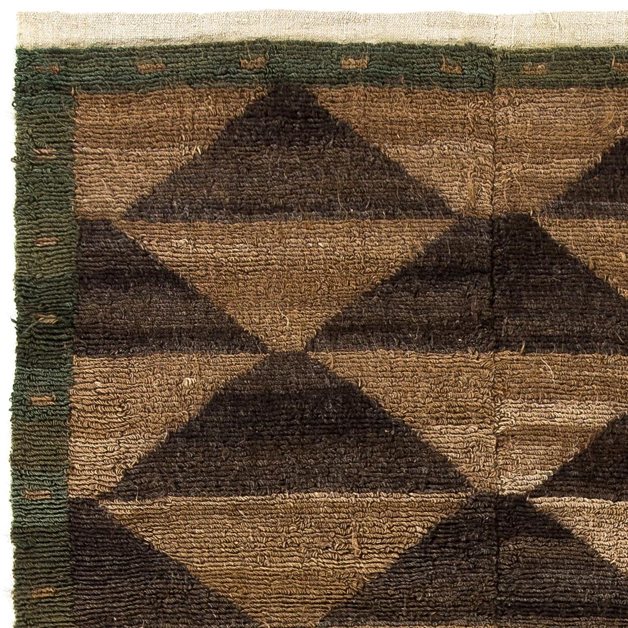 Turkish Hand-knotted Tulu Rug, 100% Wool. Brown & Green Colors. Custom Options Available For Sale