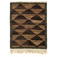 Hand-knotted Tulu Rug, 100% Wool. Brown & Green Colors. Custom Options Available