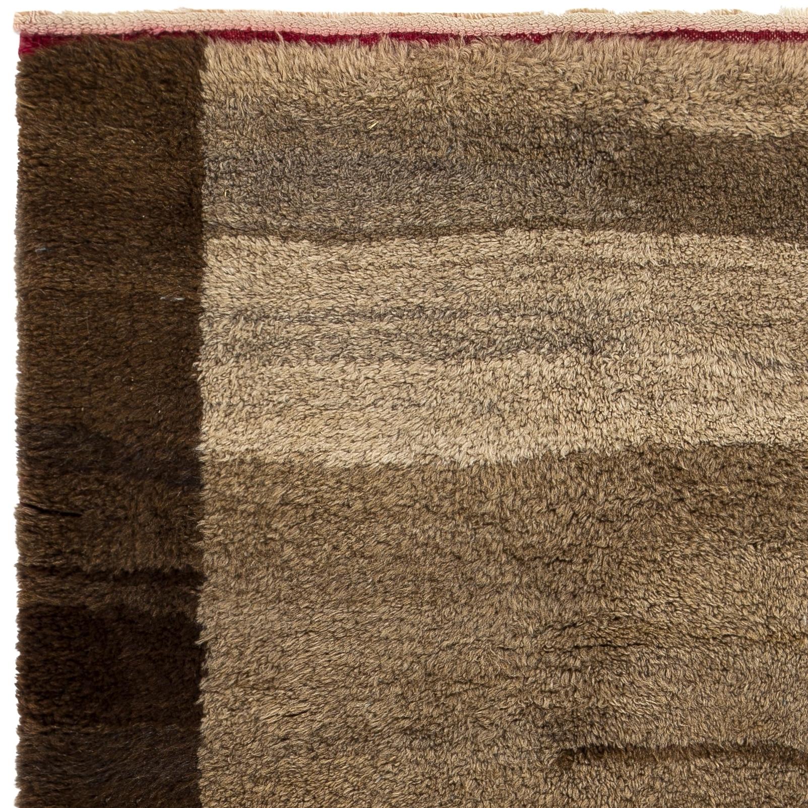 Alfombra Tulu Anudada a Mano de Lana Marrón Natural. Opciones personalizadas disponibles Turco en venta