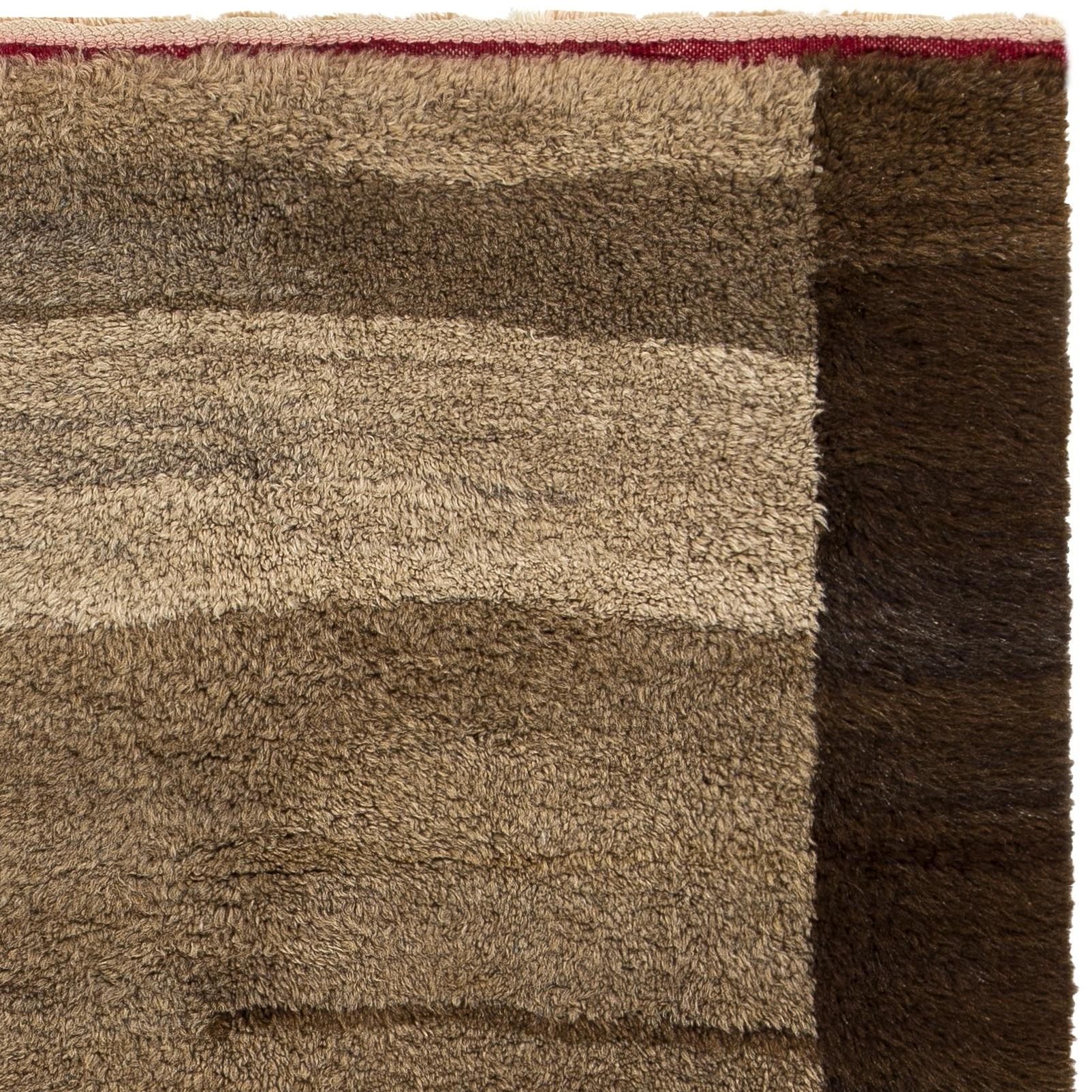 Alfombra Tulu Anudada a Mano de Lana Marrón Natural. Opciones personalizadas disponibles Anudado a mano en venta