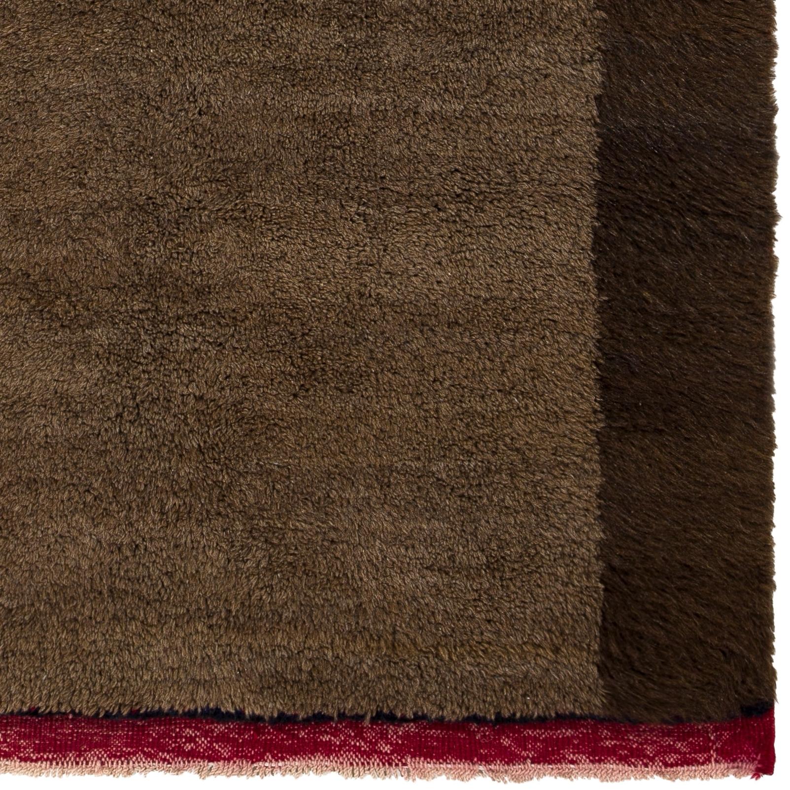 Alfombra Tulu Anudada a Mano de Lana Marrón Natural. Opciones personalizadas disponibles en Nuevo estado para la venta en Spring Valley, NY
