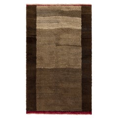 Alfombra Tulu Anudada a Mano de Lana Marrón Natural. Opciones personalizadas disponibles