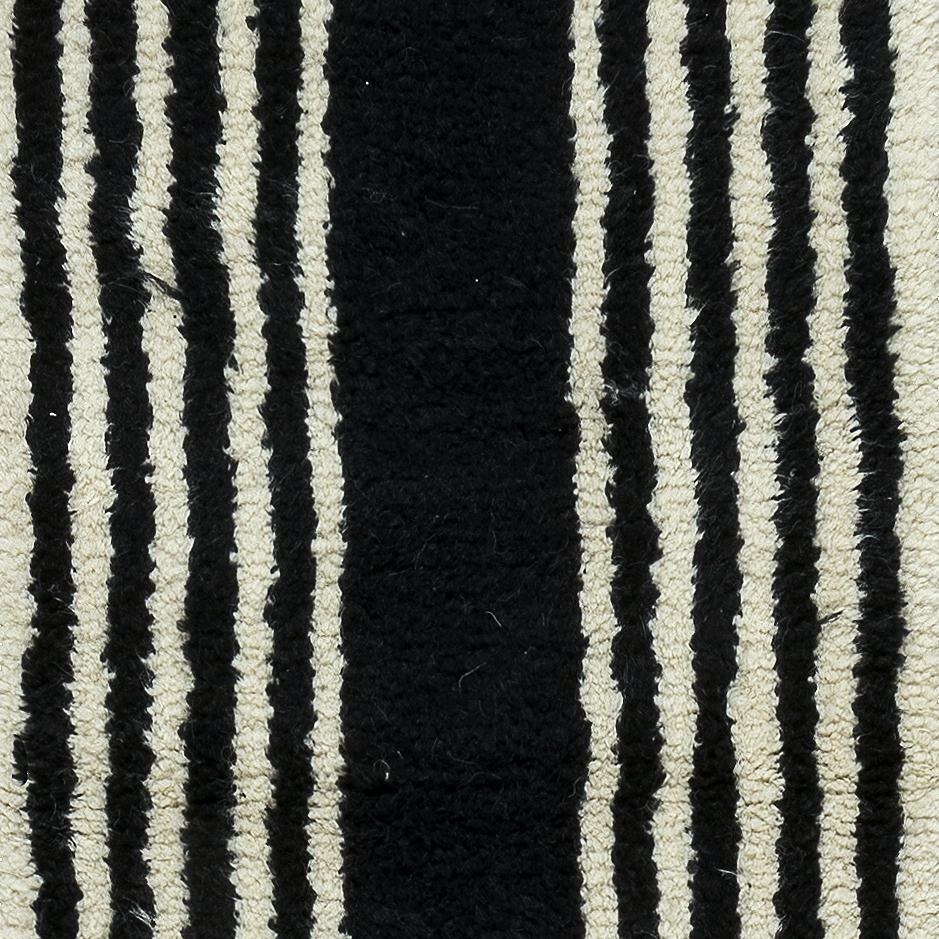 Handmade Tulu Runner Rug Made of Black and Cream Wool. Custom Options Available For Sale 2