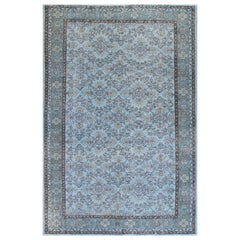 5.6x9.2 Ft Light Blue Color Overdyed Vintage Turkish Rug for Modern Interiors 