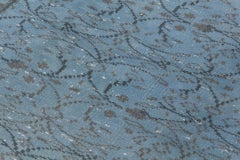 6x9 Ft Vintage Turkish Rug OverDyed in Cerulean Blue Color. Wool Handmade Carpet
