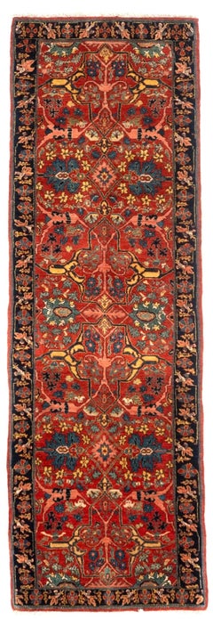 Hand-Knotted Turkish Bijar Runner Rug 2'9" x 8'7" Wool Carpet