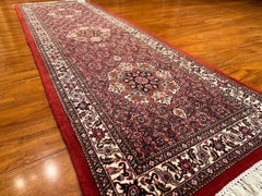 Hand-Knotted Turkish Bijar Runner Rug, Wool & Silk Hallway Carpet