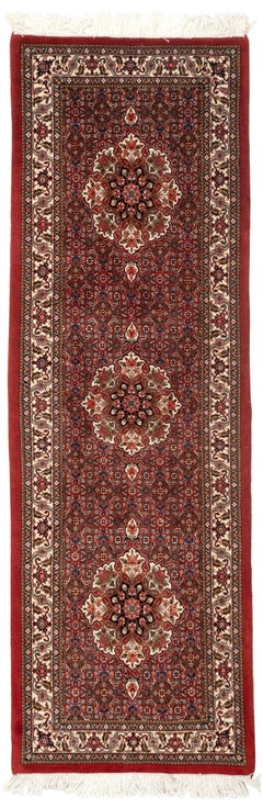 Hand-Knotted Turkish Bijar Runner Rug, Wool & Silk Hallway Carpet