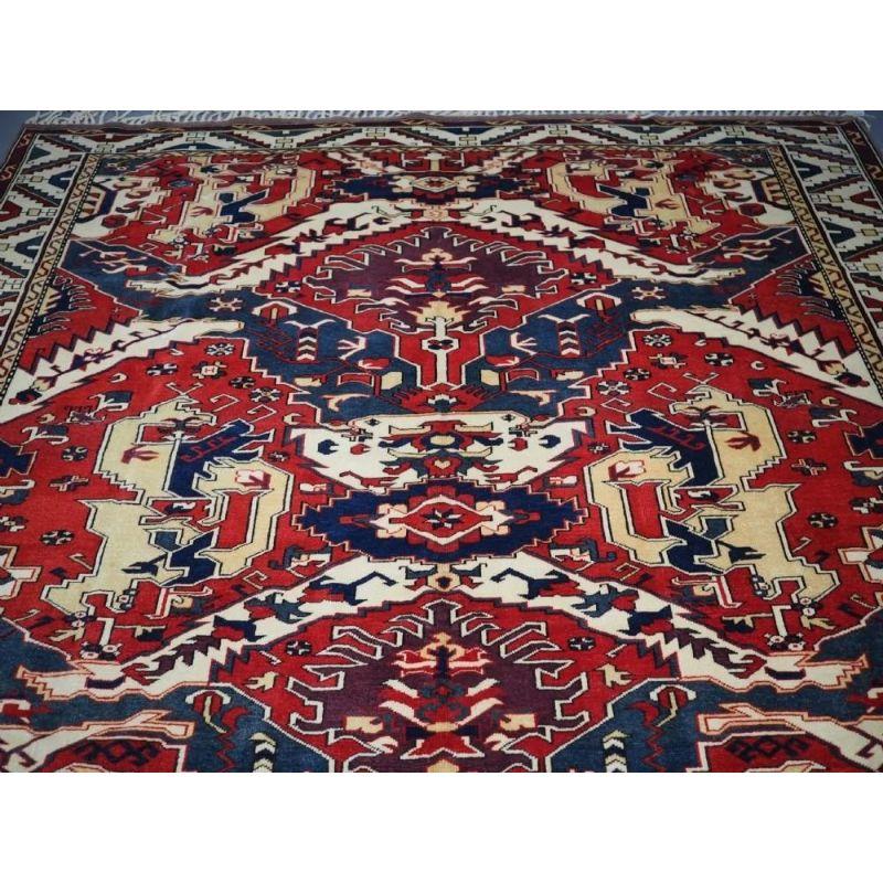 Hand Knotted Turkish Carpet with Caucasian Dragon Soumak Design In Good Condition For Sale In Moreton-In-Marsh, GB