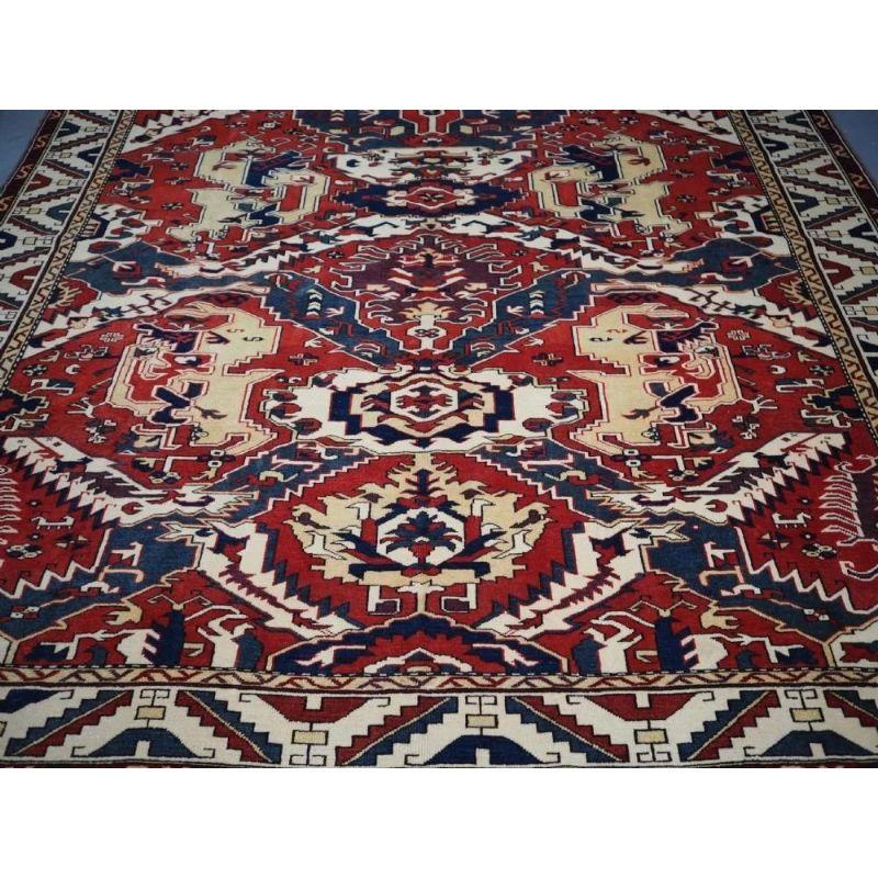 Late 20th Century Hand Knotted Turkish Carpet with Caucasian Dragon Soumak Design For Sale