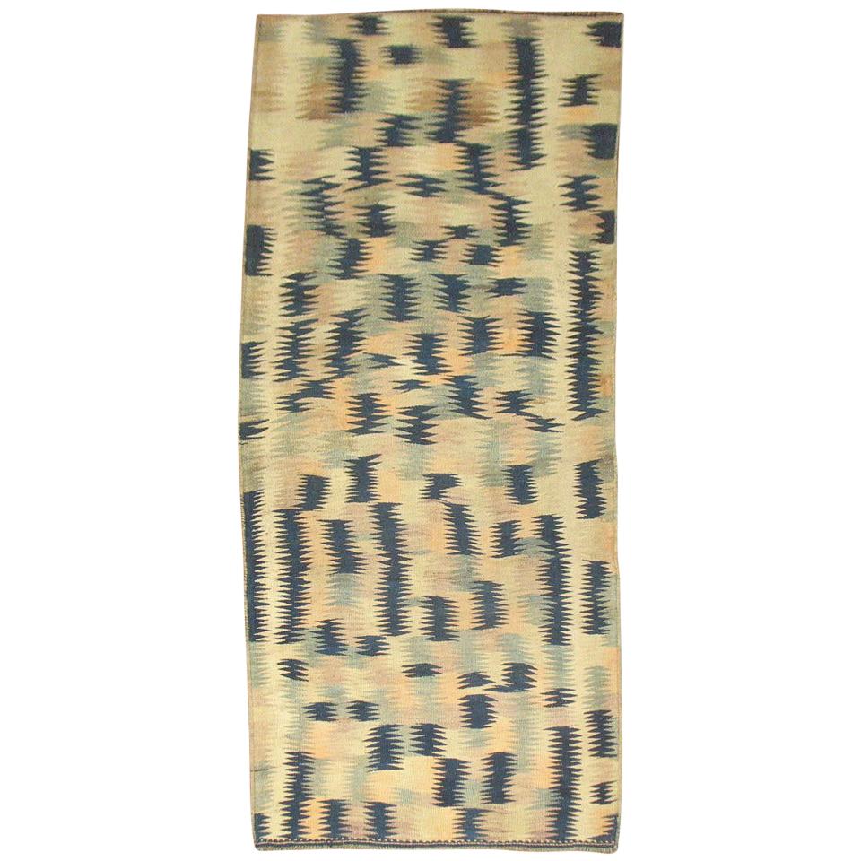 Hand Knotted Turkish Kilim in Beige Blue For Sale