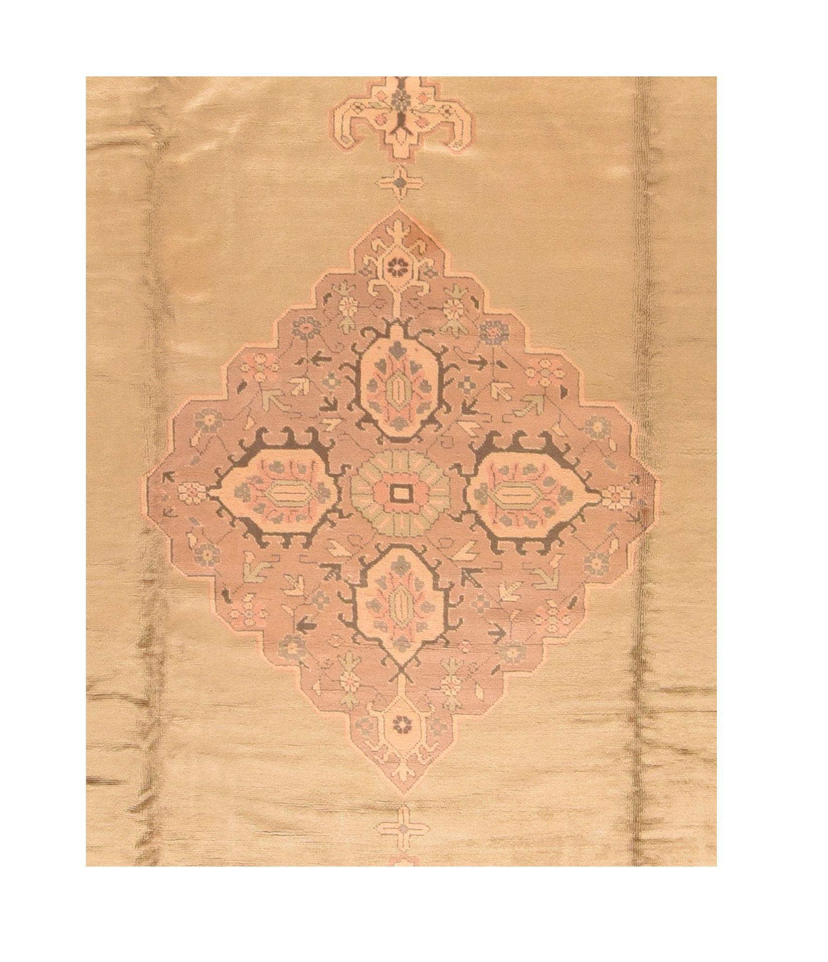 Hand-Knotted Antique Turkish Oushak For Sale