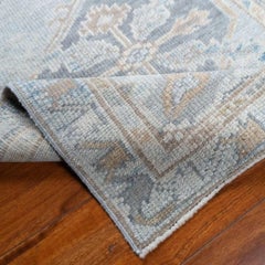Hand-Knotted Turkish Oushak Wool Rug 2x4 Blue Grey Medallion Accent