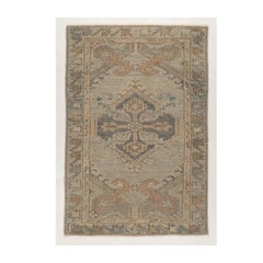 Hand-Knotted Turkish Oushak Wool Rug 2x4 Blue Grey Medallion Accent