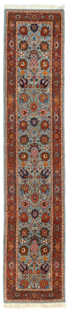 Hand-Knotted Turkish Tabriz Wool Runner Rug, 2'7" x 12'5"