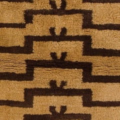 Hand-Knotted Turkish Tulu Rug with Ascending Arches in Mustard and Brown Colors