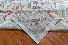 Hand-Knotted Turkish Wool Rug 12x15 Classic Oushak Style Carpet