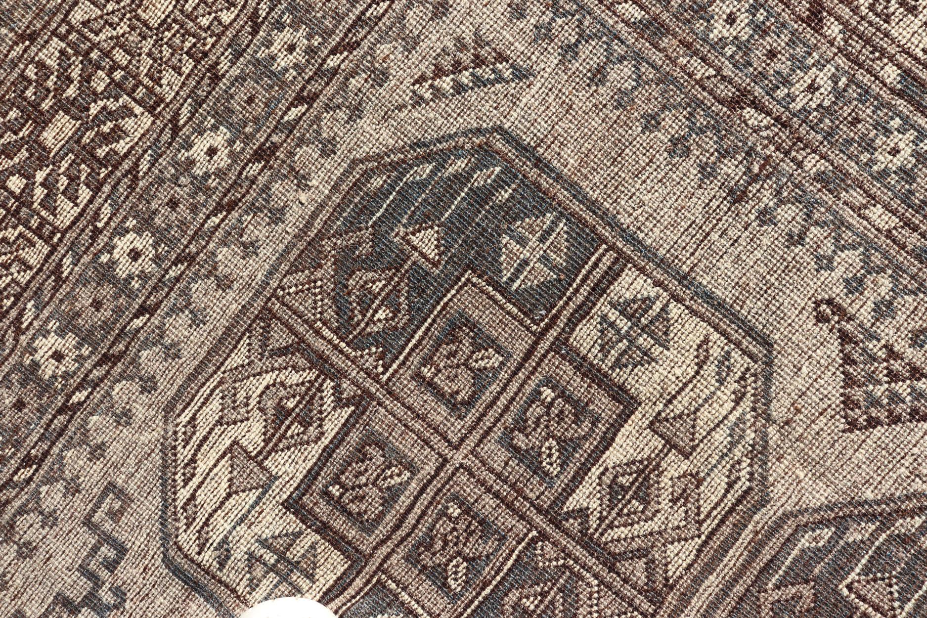 Handgeknüpfter Turkomen Ersari-Teppich aus Wolle mit sich wiederholendem Gul-Design im Angebot 8