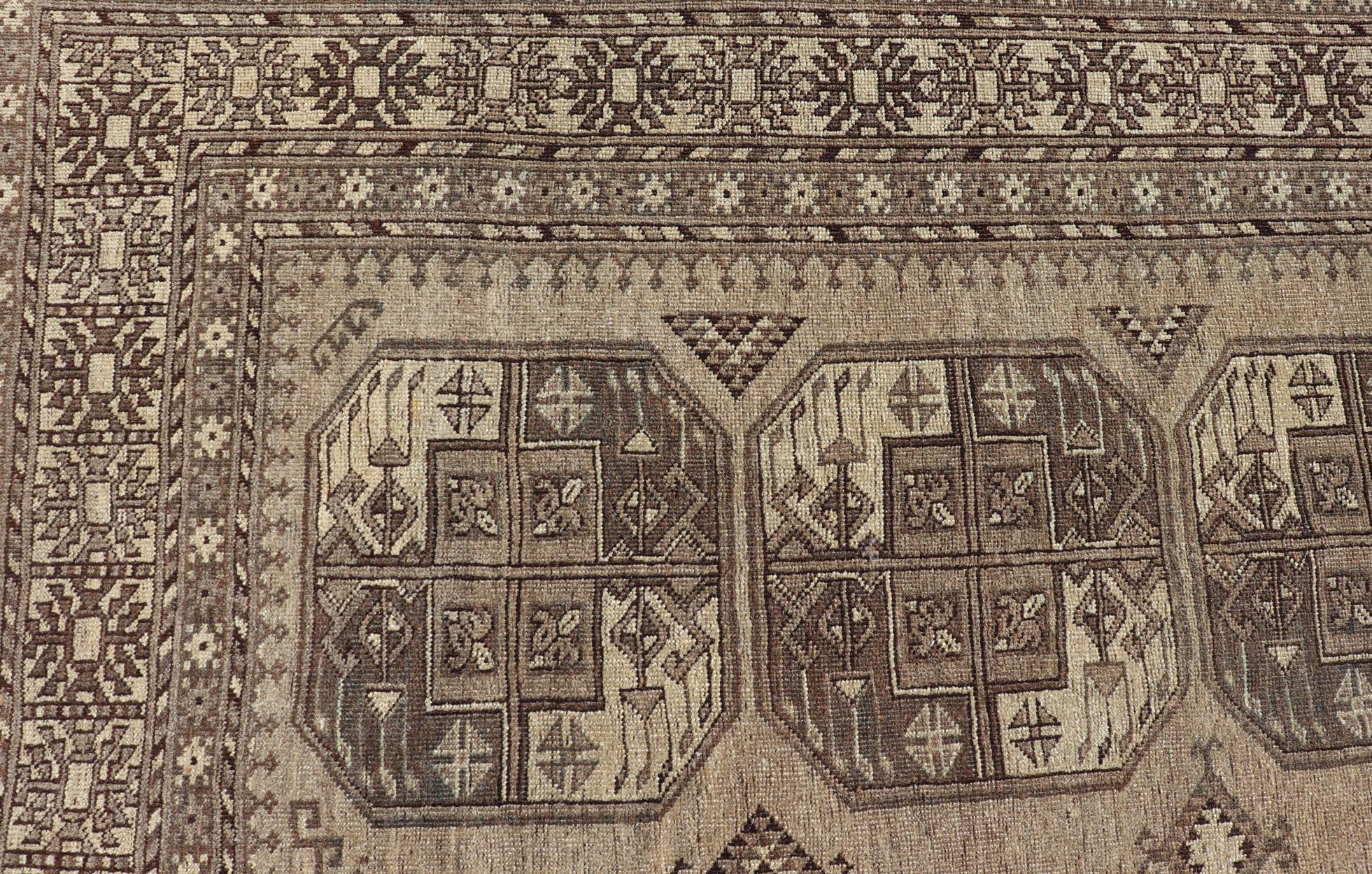 Handgeknüpfter Turkomen Ersari-Teppich aus Wolle mit sich wiederholendem Gul-Design (Islamisch) im Angebot