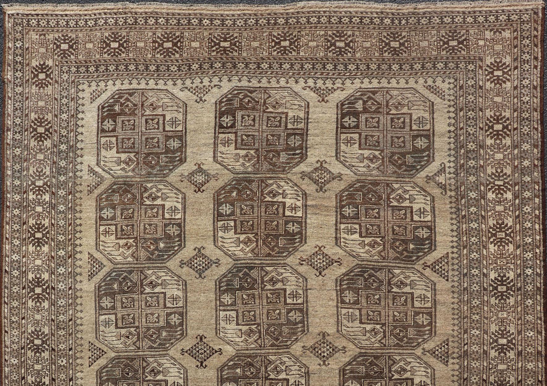 Handgeknüpfter Turkomen Ersari-Teppich aus Wolle mit sich wiederholendem Gul-Design (Turkestan) im Angebot