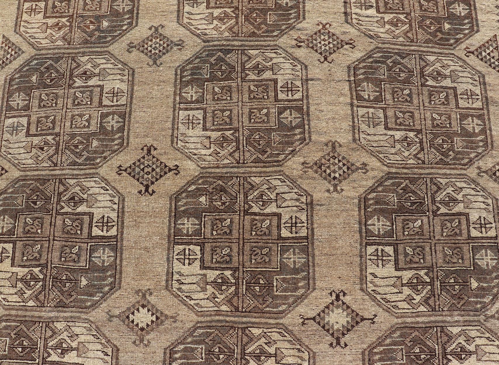 Handgeknüpfter Turkomen Ersari-Teppich aus Wolle mit sich wiederholendem Gul-Design im Angebot 3