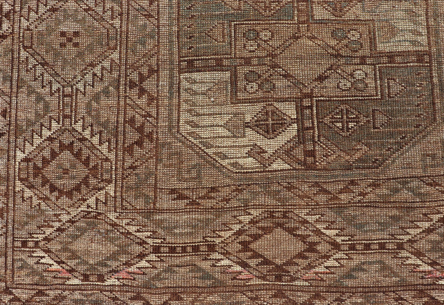 Handgeknüpfter Turkomen Ersari-Teppich aus Wolle mit subgeometrischem Gul-Design im Angebot 5