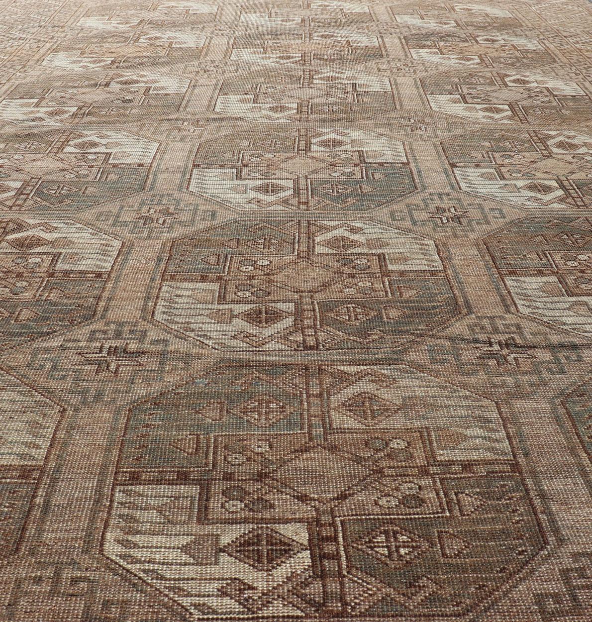 Handgeknüpfter Turkomen Ersari-Teppich aus Wolle mit subgeometrischem Gul-Design im Angebot 2