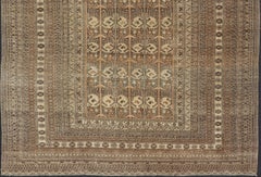 Hand-Knotted Turkomen Ersari Rug in Wool with All-Over Tribal Beluch Design