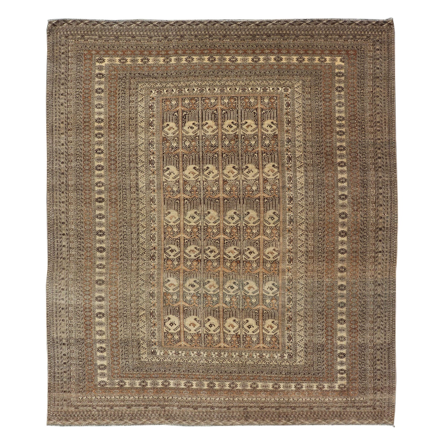 Tapis Turkomen Ersari en laine noué à la main avec motif de ceinture tribale sur toute sa surface en vente