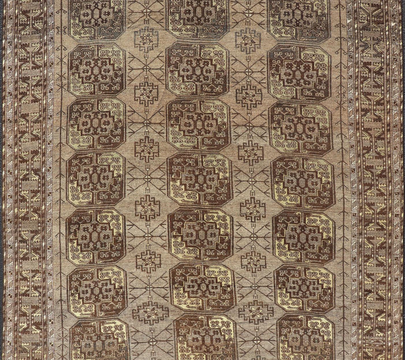 Handgeknüpfter Turkomen Ersari-Teppich aus Wolle mit wiederkehrendem, subgeometrischem Gul-Design im Zustand „Gut“ im Angebot in Atlanta, GA