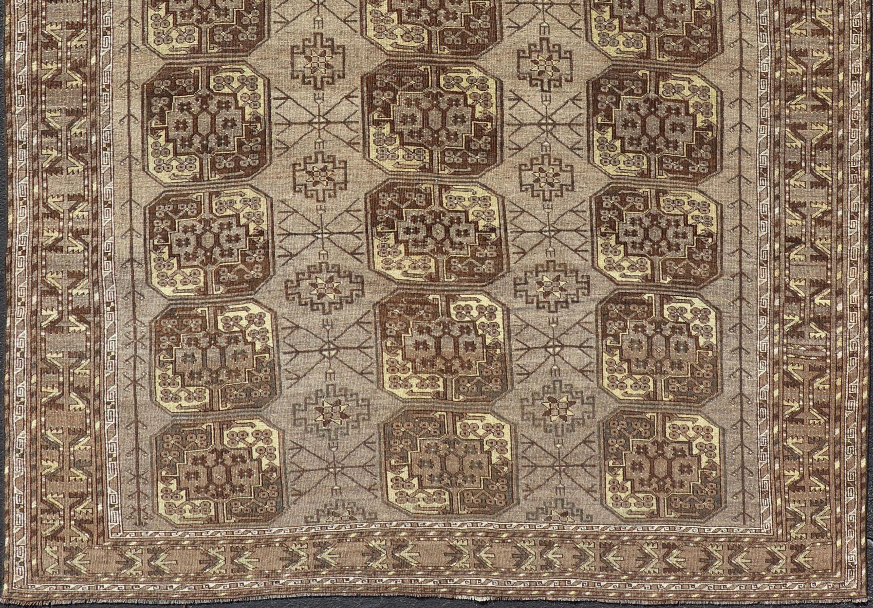 Handgeknüpfter Turkomen Ersari-Teppich aus Wolle mit wiederkehrendem, subgeometrischem Gul-Design (20. Jahrhundert) im Angebot