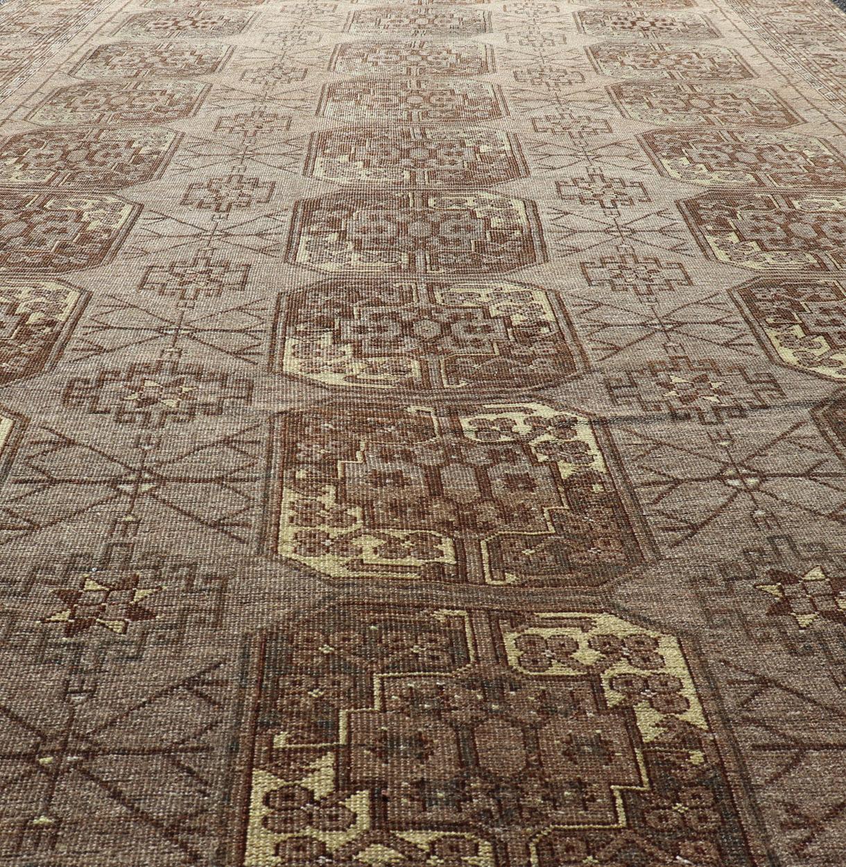 Handgeknüpfter Turkomen Ersari-Teppich aus Wolle mit wiederkehrendem, subgeometrischem Gul-Design im Angebot 2