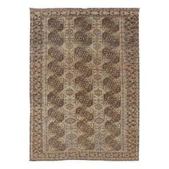 Hand-Knotted Turkomen Ersari Rug in Wool with Repeating Sub-Geometric Gul Design