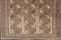 Alfombra Turkomen Ersari de lana anudada a mano con diseño Gul repetido subgeométrico