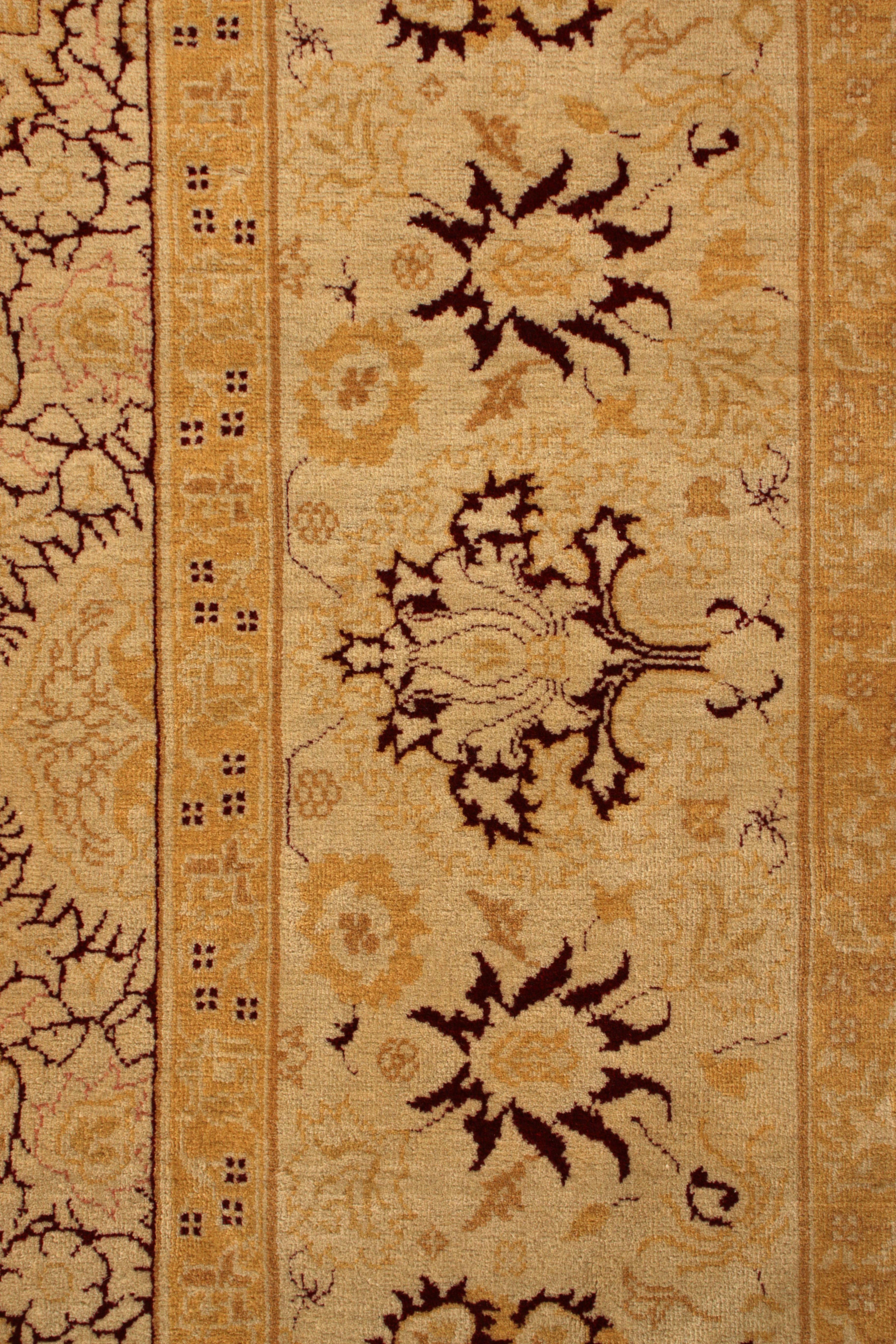 Late 20th Century Hand-Knotted Vintage Agra Style Rug in Beige Gold All Over Floral Pattern For Sale