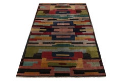 Hand-Knotted Vintage Art Deco Rug in Multicolor Geometric Pattern by Rug & Kilim