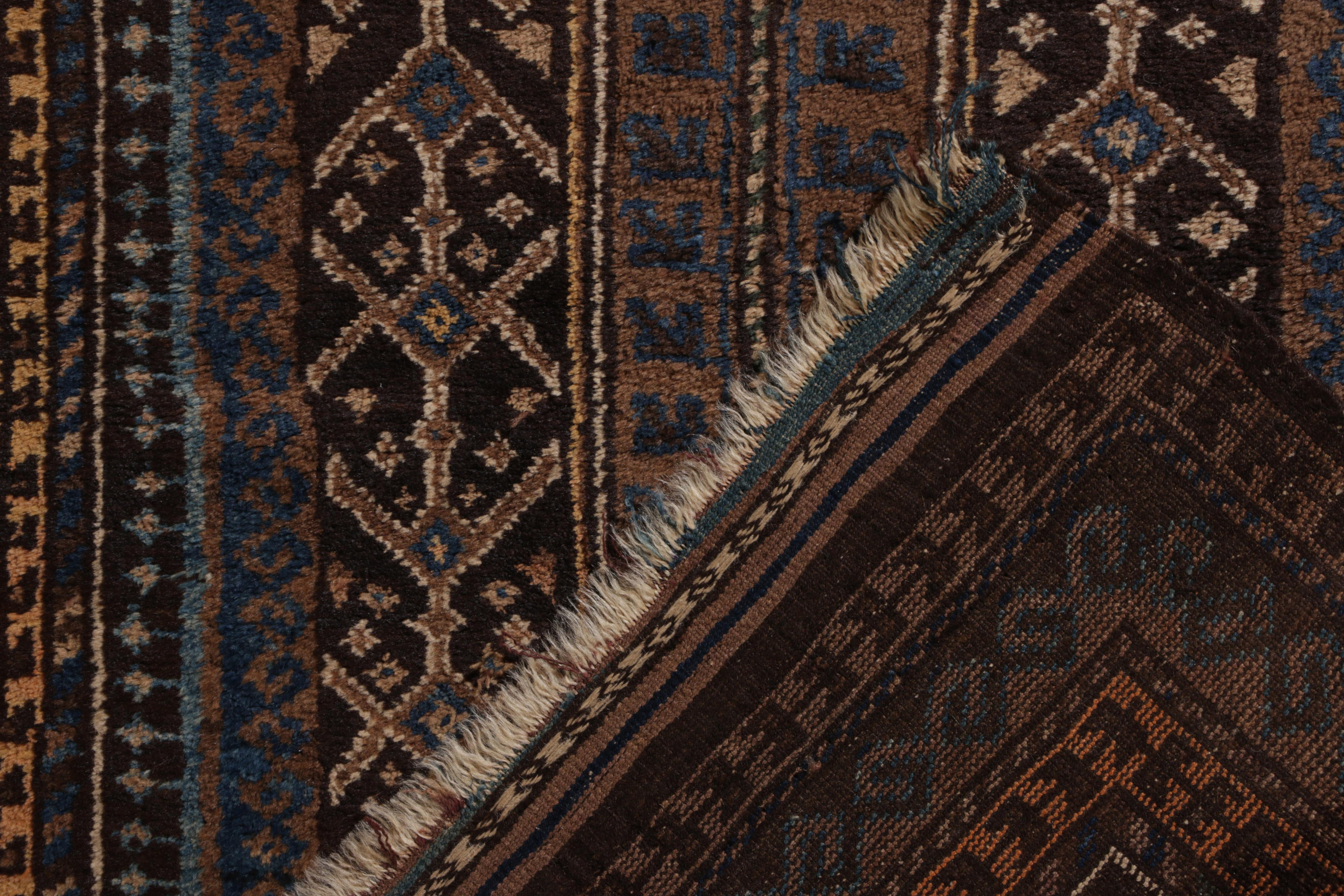 Hand Knotted Vintage Baluch Rug in Beige Tribal Runner Pattern by Rug & Kilim In Good Condition For Sale In Long Island City, NY