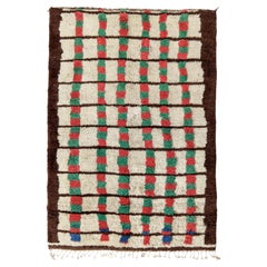 Vintage Berber Moroccan Rug in Beige-Brown, Geometric Pattern by Rug & Kilim