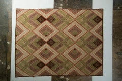 Hand Knotted Vintage French Country Rug in Green All-Over Pattern by Rug & Kilim