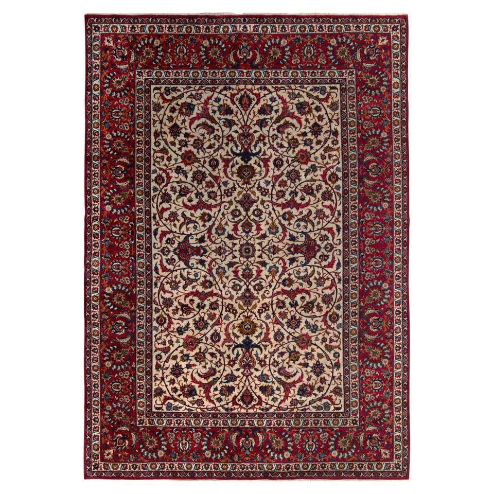 Persian Hand Knotted All-Over Floral Silk Isfahan Rug 18 Kheft For Sale ...