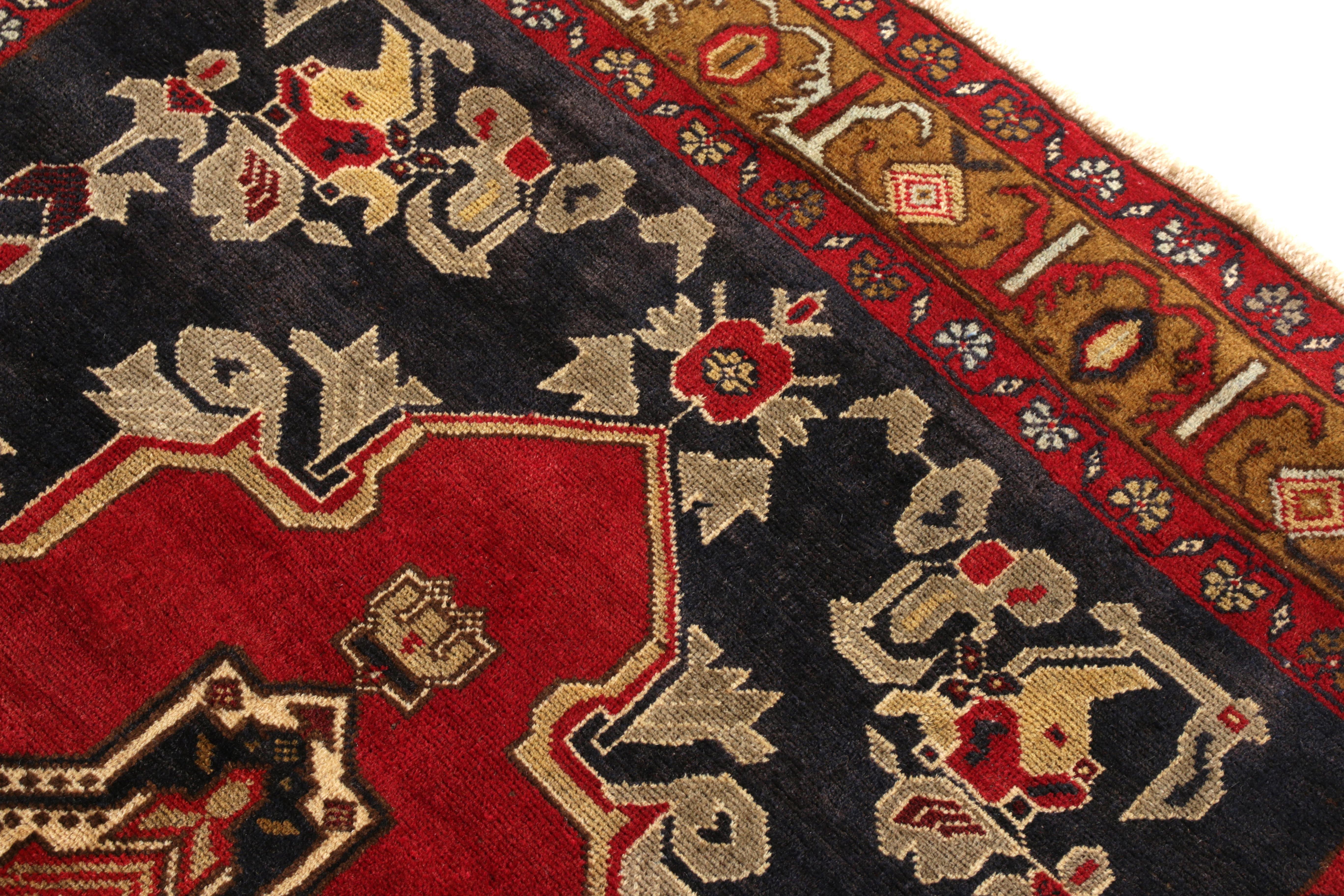 Turkish Hand-Knotted Vintage Rug in Red, Multicolor Medallion Pattern by Rug & Kilim For Sale