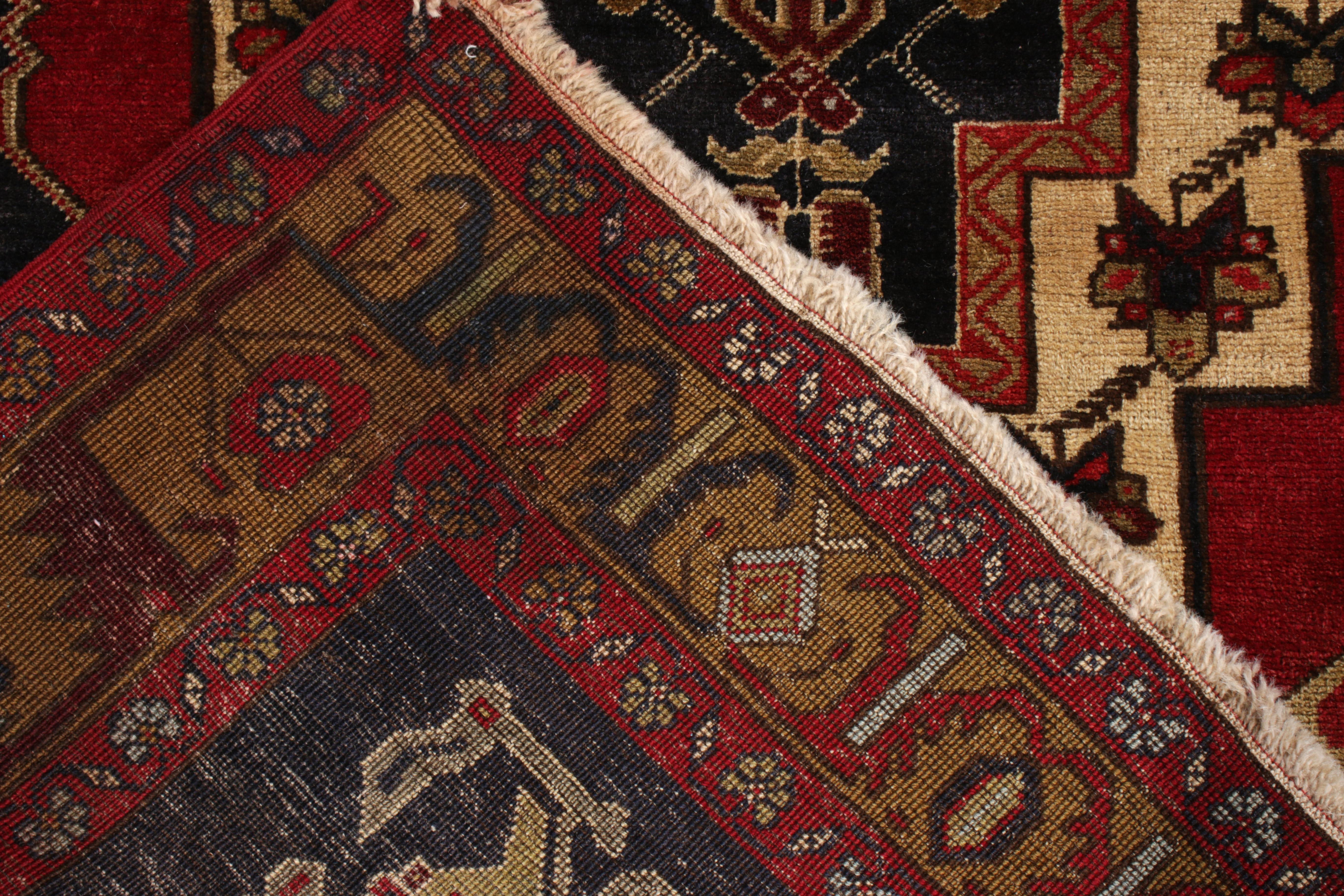 Hand-Knotted Vintage Rug in Red, Multicolor Medallion Pattern by Rug & Kilim In Good Condition For Sale In Long Island City, NY