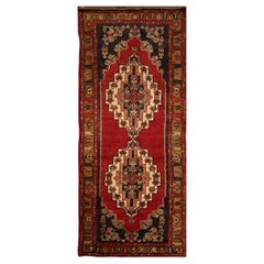 Hand-Knotted Used Rug in Red, Multicolor Medallion Pattern by Rug & Kilim