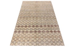 Hand-Knotted Vintage Mid Century Distressed Rug in Beige Pattern by Rug & Kilim