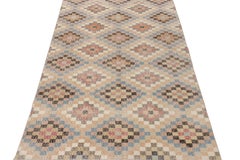 Hand-Knotted Vintage Mid Century Rug in, Blue Diamond Pattern by Rug & Kilim